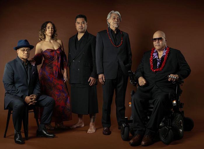 five of the crew in the show: Oscar Kightley, Sasha Gibb, Neil Ieremia and Pati Umaga 